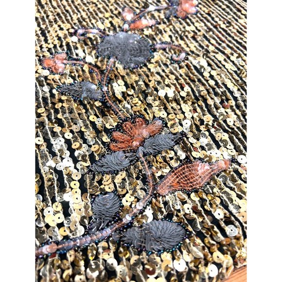Handmade Handcrafted Beaded Floral Design Sequined Sparkly Crop Top - Picture 1 of 9